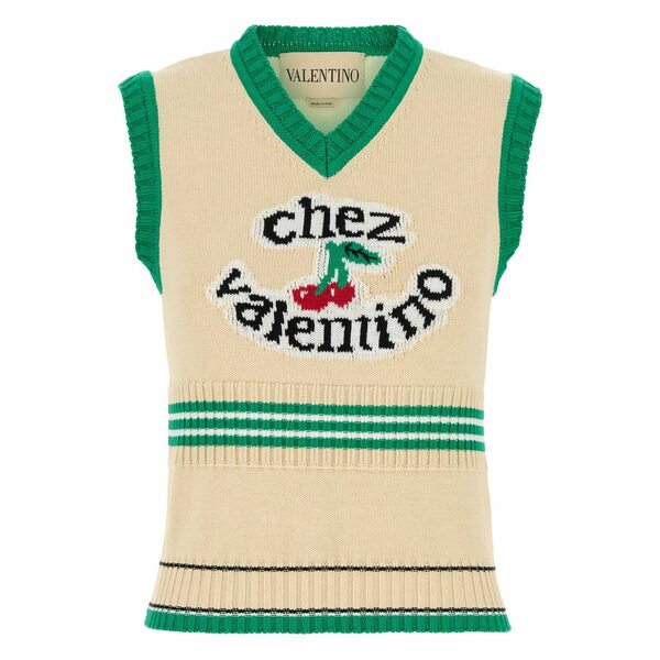 ヴァレンティノ ガラヴァーニ レディース 編み物\u0026スウェーター アウター Cherry-motif knitted vest Neutrals