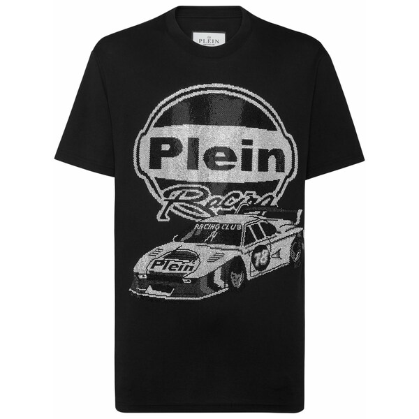 フィリップ飾り気の無い メンズ ティーシャツ トップス Strass cars racing t-shirt Black Tシャツ・カットソー-メンズファッション-トップス