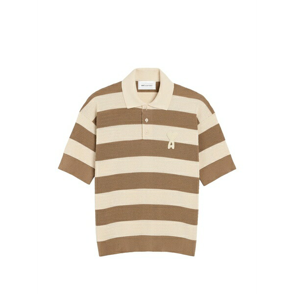 意中の女 メンズ スポーツシャツ トップス White and brown cotton ami de coeur polo Neutrals