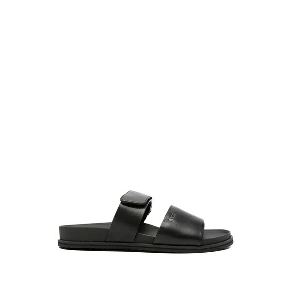 主任者 メンズ サンダル シューズ Touch-strap leather sandals Black