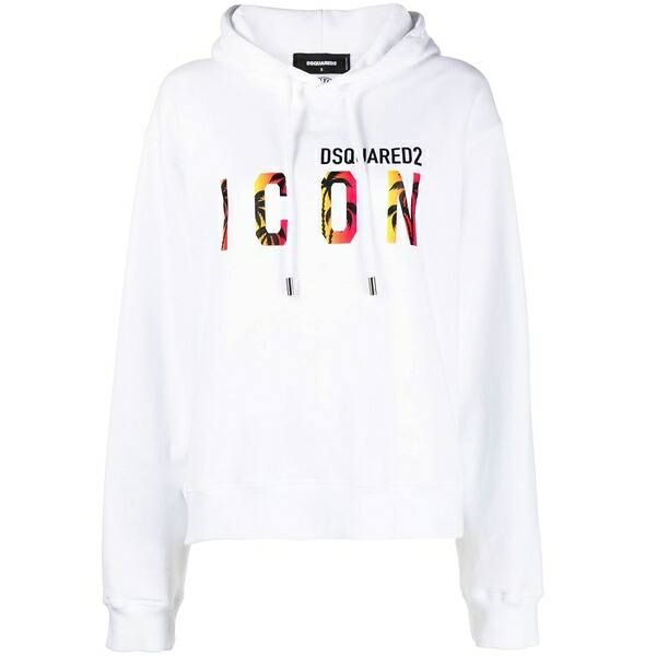ディースクエアード レディース パーカー・スウェットシャツ アウター Logo-print hoodie  White
