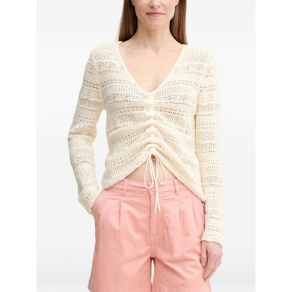 ウイ レディース ジレー アウター V-neck crochet cardigan White