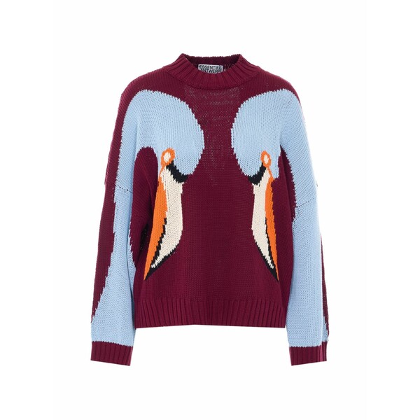 エッセンシャルアントワープ レディース 編み物\u0026スウェーター アウター Embroidered high-neck sweater Red
