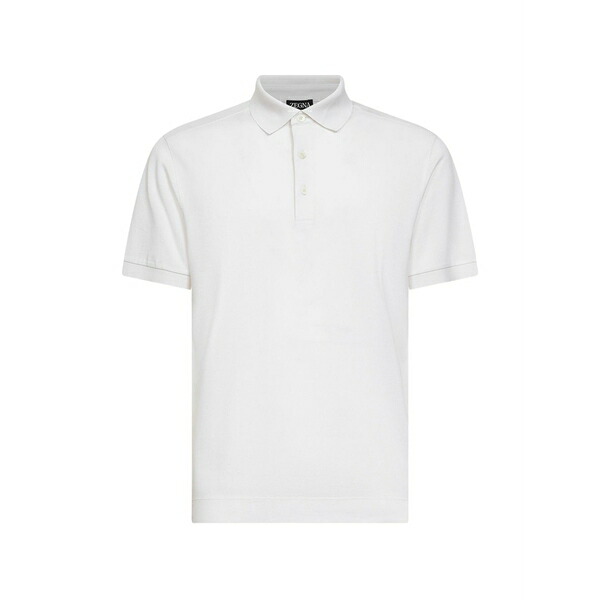 ゼニア メンズ ポロシャツ トップス Ribbed collar polo shirt White｜asty