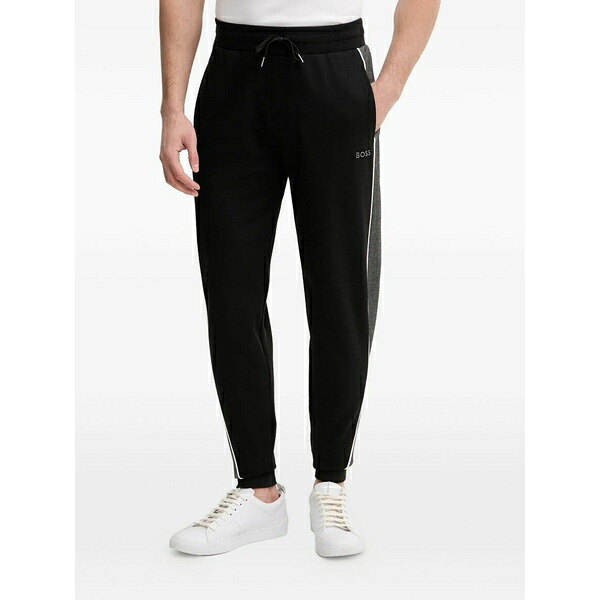 ボス メンズ カジュアルパンツ ボトムス Drawstring side-stripe trousers Black