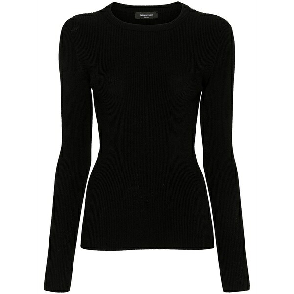 ファビアナ フィリッピ レディース 編み物\u0026プルオーバー アウター Crew-neck ribbed jumper Black