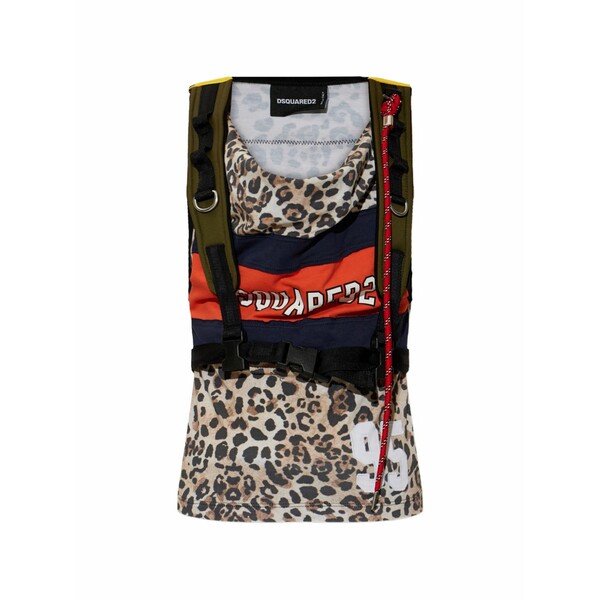 ディースクエアード レディース カットソー トップス Leopard-print harness top Neutrals