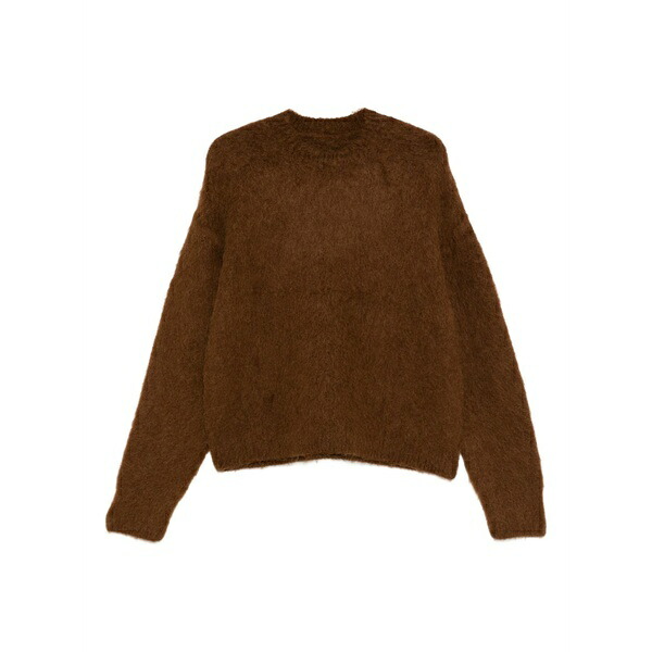 ユマ・一 レディース 編み物\u0026スウェーター アウター Fluffy crew-neck sweater Brown