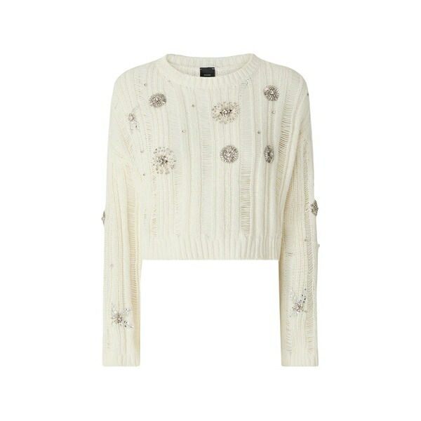 ピンコ レディース 編み物\u0026プルオーバー アウター Jewel details openwork sweater Neutrals