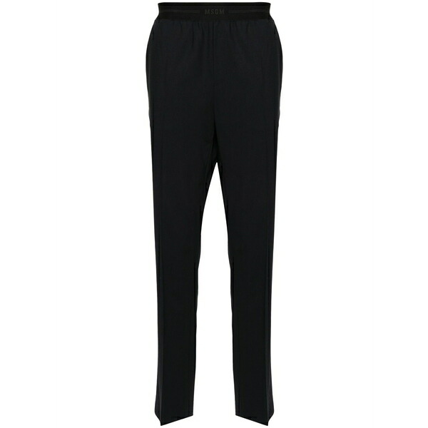 エムエスジイエム メンズ 心地よいズボン下 ボトムス Logo-waistband tailored trousers Blue