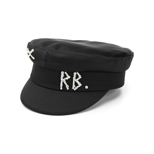 ラスランバジンスキー レディース 鳥打ち帽 付属物 Rhinestone logo breton hat Black