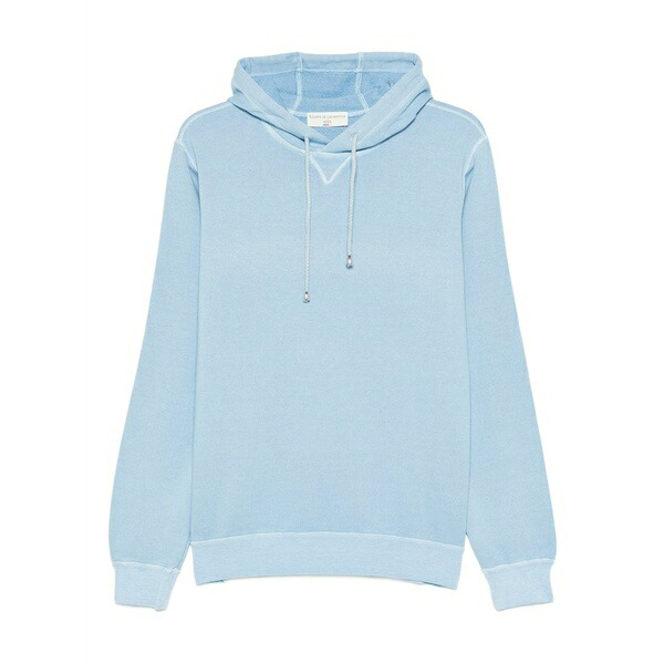 フィリッポ デ ラウレンティス メンズ パーカー・スウェットシャツ アウター Drawstring-fastening cotton hoodie Blue｜asty