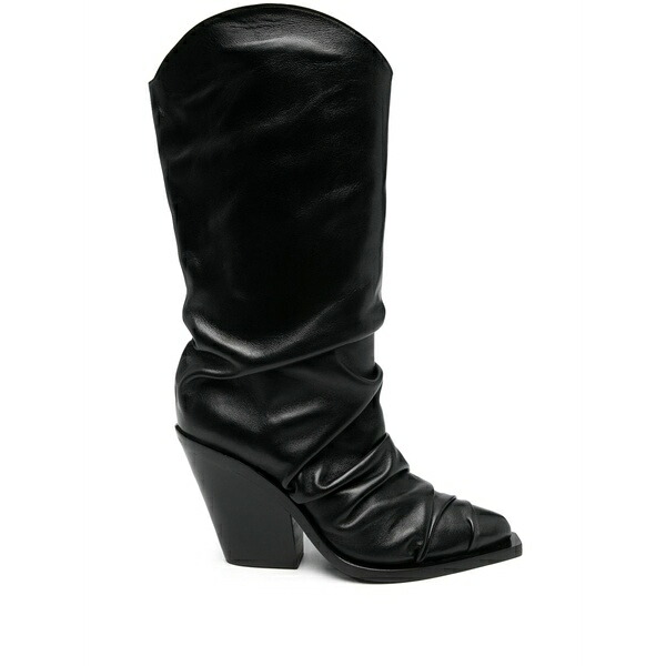 ル シラ レディース ブーツ シューズ 105mm ruched-detailed boots Black|asty