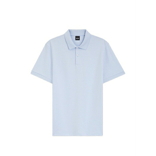 元締め メンズ スポーツシャツ トップス Textured-knit cotton polo shirt Blue