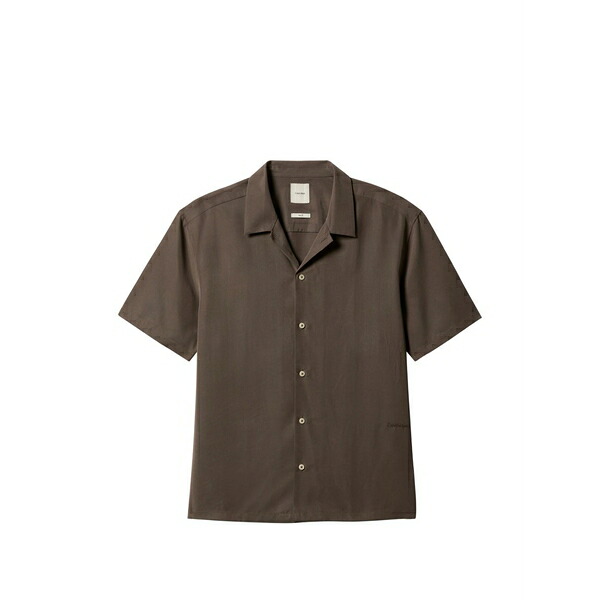 カルバンクライン メンズ シャツ トップス Short-sleeved camp-collar shirt Brown