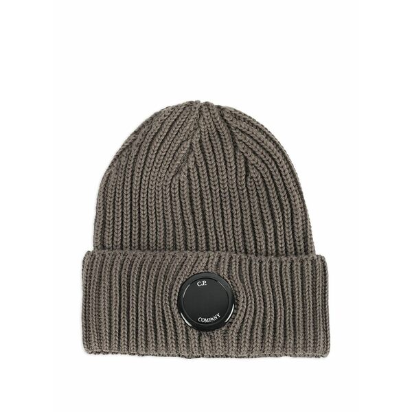 シーピーカンパニー メンズ かぶり笠 付属品 Ribbed-detail logo-patch beanie Green