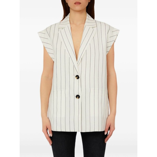 リュージョー レディース コート アウター Pinstriped waistcoat White｜asty