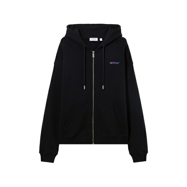 象牙色 メンズ パーカー・スウェットシャツ アウター Gradient-logo zip-up hoodie Black