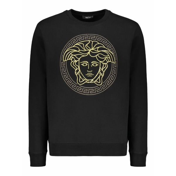ヴェルサーチ メンズ パーカー・スウェットシャツ アウター Cotton sweatshirt Black