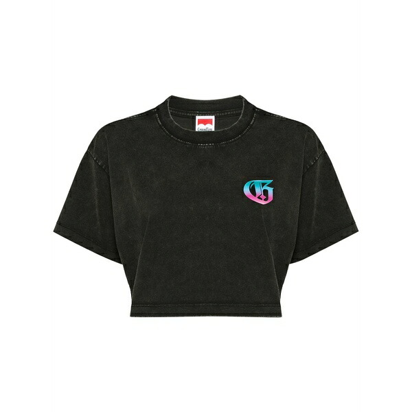 グラウンド ゼロ レディース Tシャツ トップス Logo-print cropped t-shirt Black|asty
