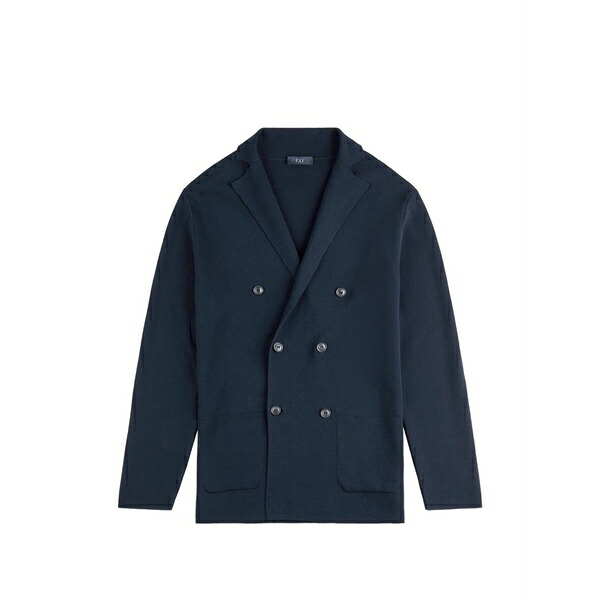 フェイ メンズ ジレー アウター Double-breasted knit cotton cardigan  Blue