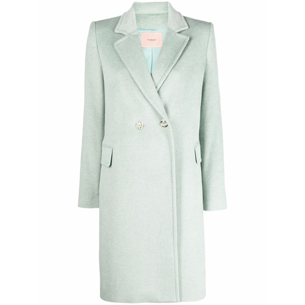 ツインセット レディース コート アウター Double-breasted midi coat Green｜asty