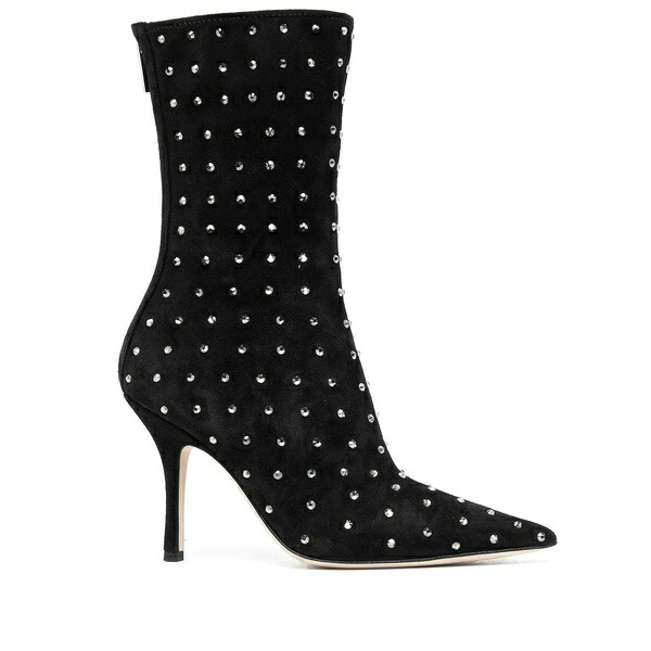 パリテキサス レディース ブーツ シューズ 100mm crystal-embellished pointed boots Black|asty
