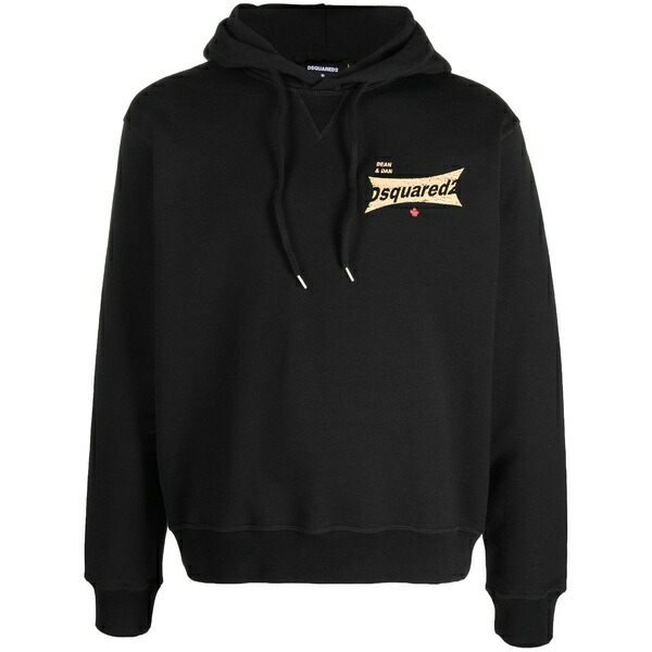 ディースクエアード メンズ パーカー・スウェットシャツ アウター Logo-print cotton hoodie Black メンズファッション-パーカー-トップス