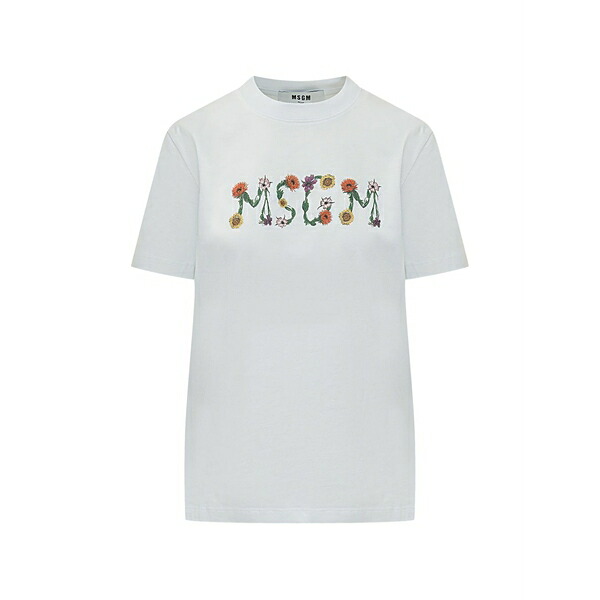 エムエスジイエム レディース プルオーバー トップス Floral t-shirt White