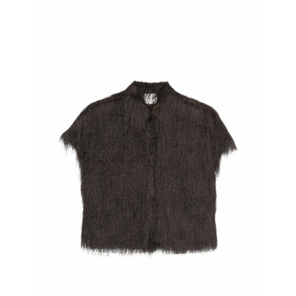 アリジ レディース プルオーバー トップス Fringed short-sleeve top Brown