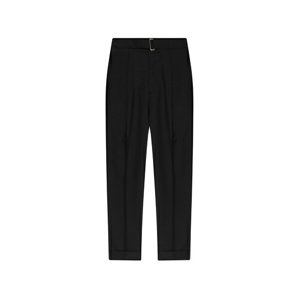 オフィシンジェネレール メンズ 心地好いズボン下 ボトムス Hugo belted pressed-crease trousers Black