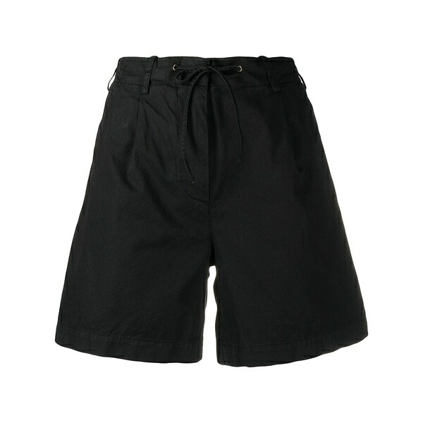 アスペジ レディース 心地好いズボン下 ボトムス Drawstring waist cotton shorts Black