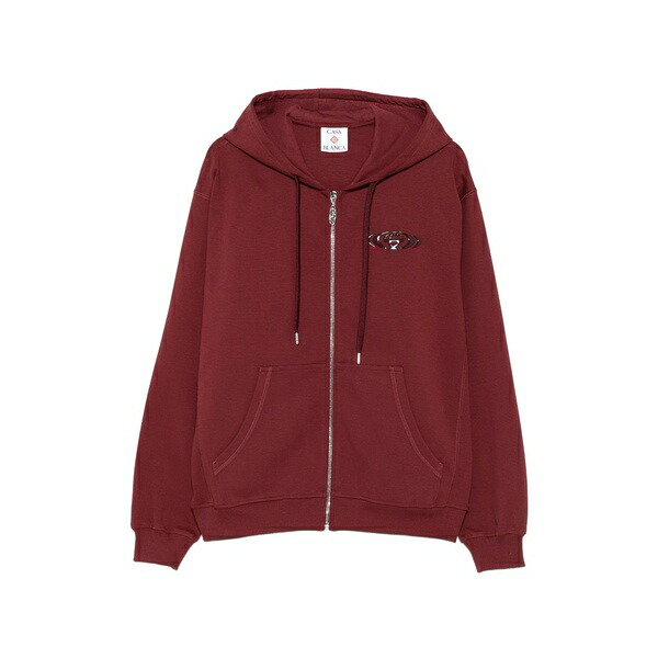 カサブランカ メンズ パーカー・スウェットシャツ アウター Logo-patch zip hoodie Red