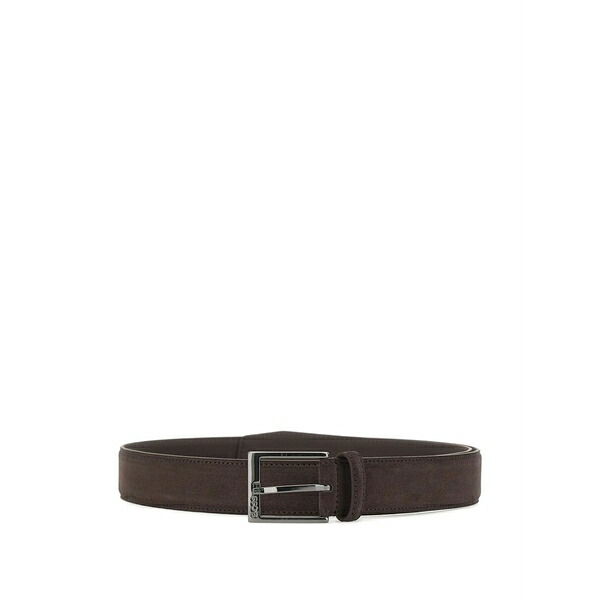 元締め メンズ 胴締め 付属品 Suede pin-buckle belt Brown