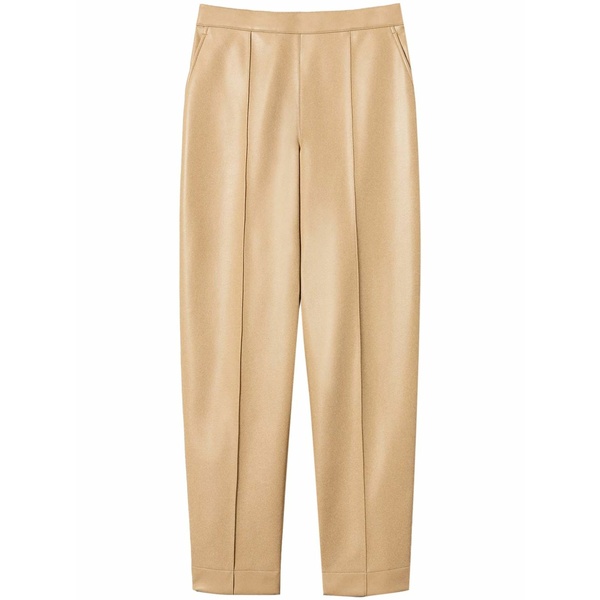 ツイン仕掛ける レディース 心地好いズボン下 ボトムス Faux-leather straight-leg trousers Neutrals