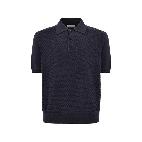 カナーリ メンズ スポーツシャツ トップス Textured button polo shirt Blue