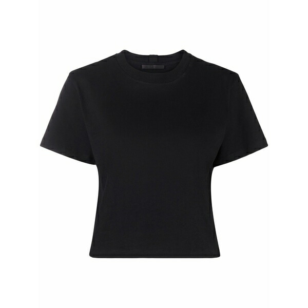 ヘルムート 言葉づかい レディース プルオーバー トップス Core logo-print cropped t-shirt Black