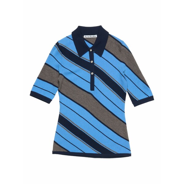 アクネ ストゥディオズ レディース スポーツシャツ トップス Diagonal-stripe polo shirt Blue