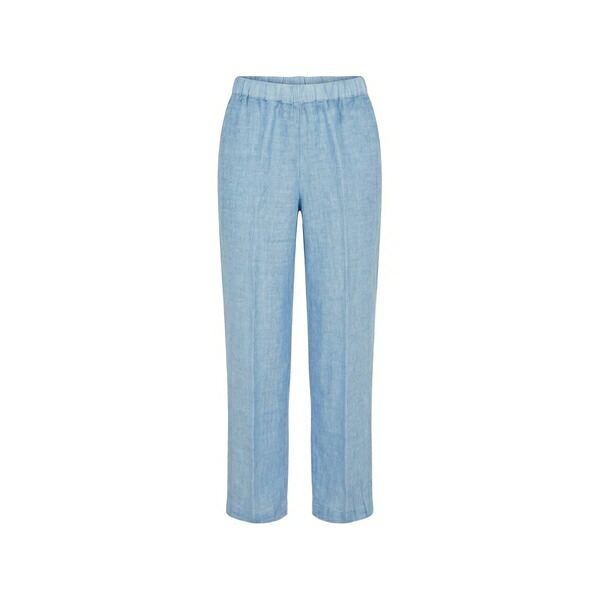 １２０％リノ レディース 心地好いズボン下 ボトムス Elasticated linen trousers Blue