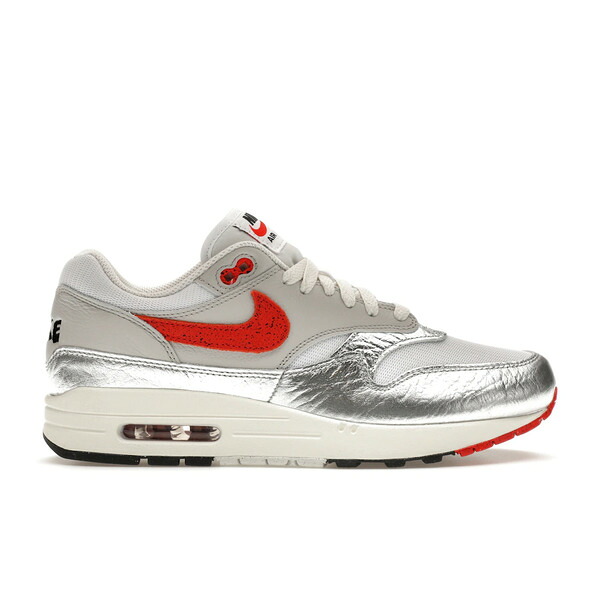 Nike ナイキ メンズ スニーカー  【Nike Air Max 1 PRM SE Hot Sauce】  大きさ US_6.5(24.5珊) White/Chile Red-Metallic Silver-Neutral Grey-Sail-Fir