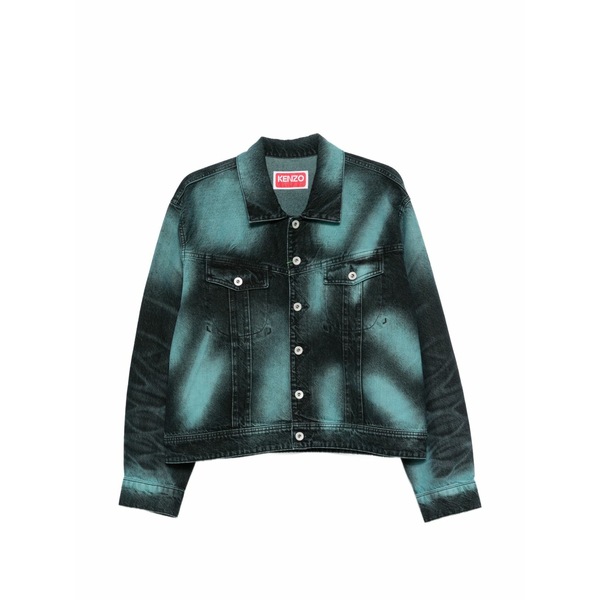 ケンゾー メンズ 上衣＆上衣 アウター Stained-effect denim jacket  Green