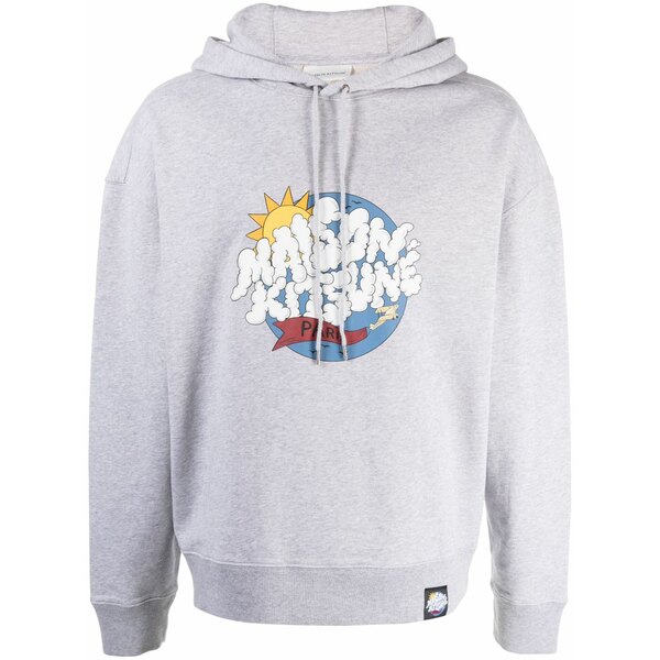 住み家 稲荷 メンズ パーカー・スウェットシャツ アウター Graphic-print cotton hoodie Grey