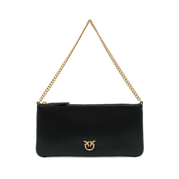ピンコ レディース ショルダーバッグ 御徒面子 Horizontal flat shoulder bag Black