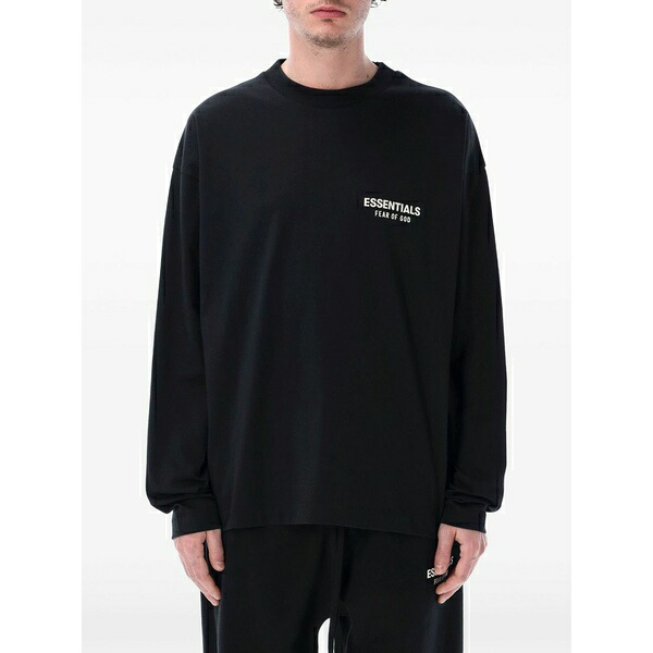エフオージーエッセンシャルズ メンズ ティーシャツ トップス Essentials logo-print long-sleeve t-shirt Black