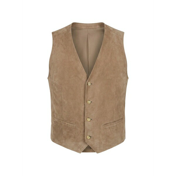 コルネリアーニ メンズ 上衣＆上衣 アウター V-neck suede gilet Neutrals