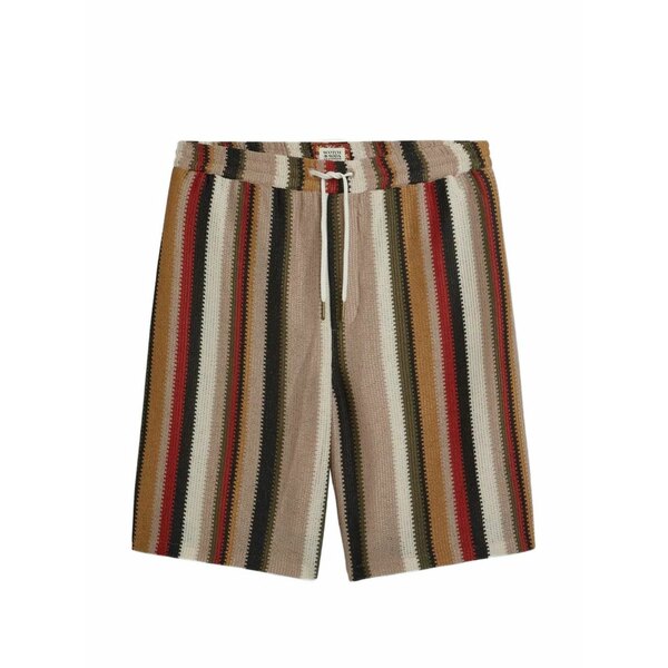 スコッチアンドソーダ メンズ 心地よいズボン下 ボトムス Striped drawstring shorts Neutrals