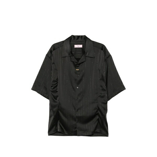 マーティン・ローズ メンズ シャツ トップス Striped short-sleeve shirt Black|asty