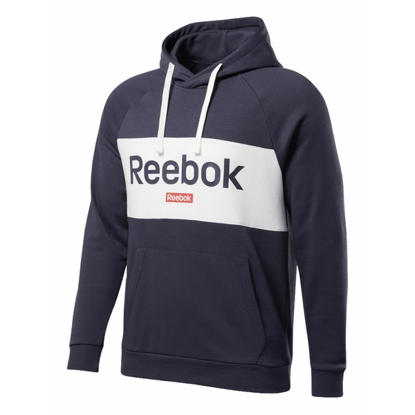 リーボック メンズ パーカー・スウェットシャツ アウター Logo-print hoodie Blue