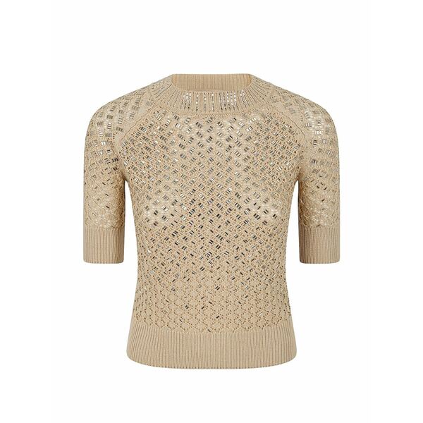 エルマンノ シェルヴィーノ レディース 編み物\u0026スウェーター アウター Embellished open knit sweater Neutrals