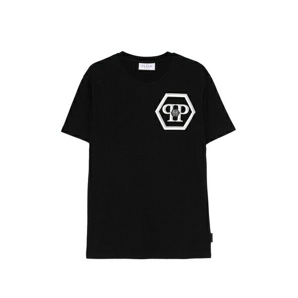 フィリップ飾り気の無い メンズ ティーシャツ トップス Round-neck t-shirt Black